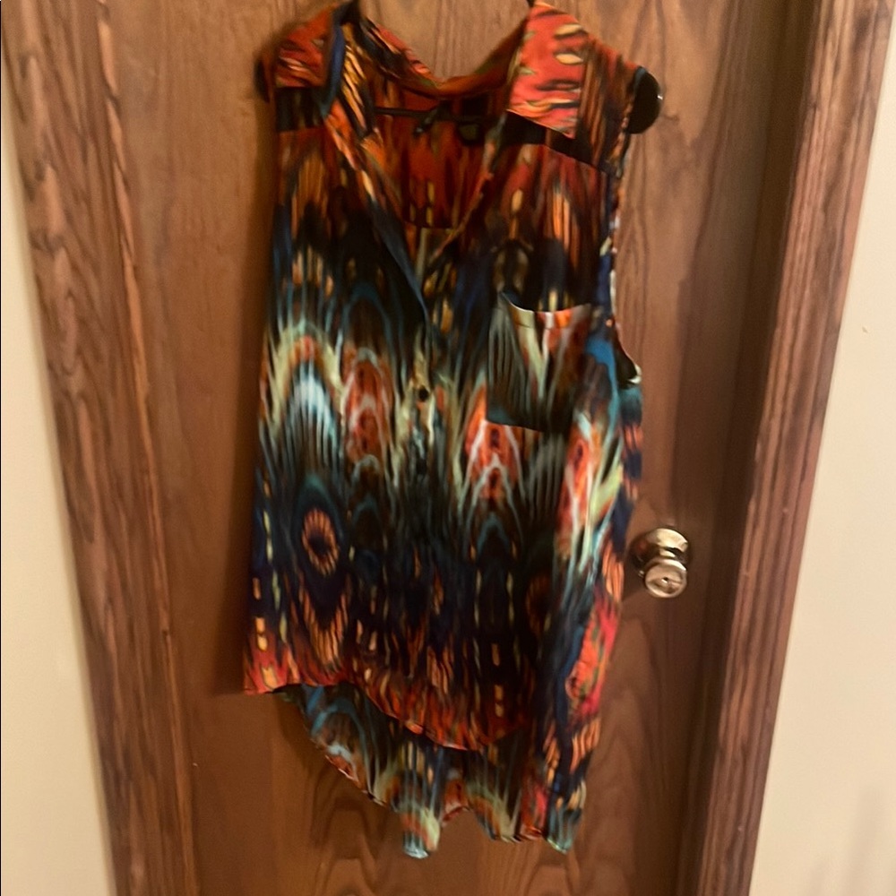 New Directions Multicolored Halter Sleeveless Blouse